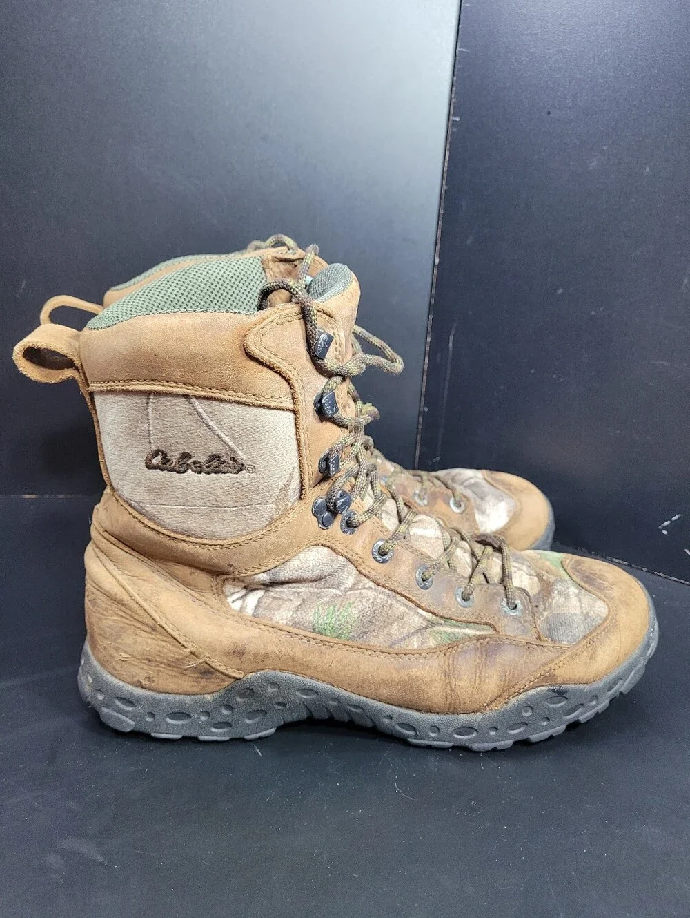 Cabelas Mens Hunting Boots Camo Suede Leather Waterproof GORE-TEX Size 11 D